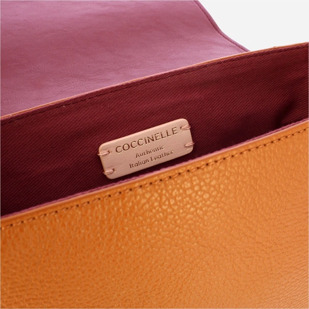 Torebka crossbody damska ze skóry naturalnej mała Coccinelle Eris E5E6F550260 W12 Brązowa (800070350911) - obraz 4