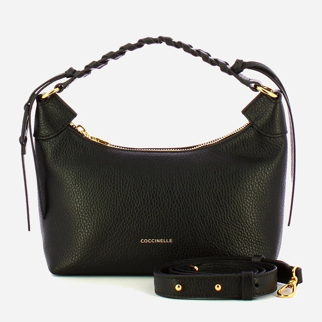 Torebka crossbody damska ze skóry naturalnej mała Coccinelle Rhea E1EDF130380 001 Czarna (800070350975) - obraz 4