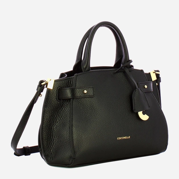 Сумка крос-боді через плече жіноча з натуральної шкіри маленька Coccinelle Coccinellekliche E1EGP180380 001 Чорна (800070350942) - зображення 3