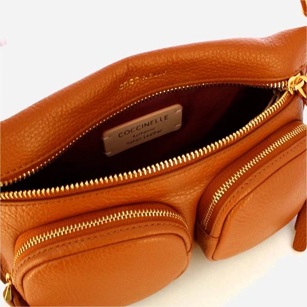 Сумка крос-боді через плече жіноча з натуральної шкіри маленька Coccinelle Coccinellehyle E1ESF180280 W12 Коричнева (800070350939) - зображення 5
