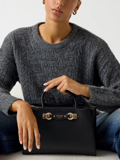 Сумка крос-боді через плече жіноча зі штучної шкіри середня Guess Mimina HWBG8015060 Чорна (800070344382) - зображення 2