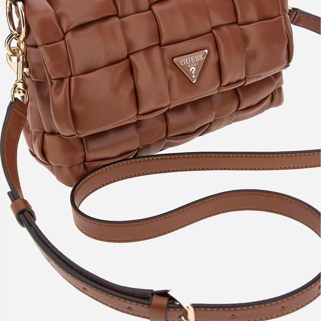 Сумка крос-боді через плече жіноча зі штучної шкіри маленька Guess Marion HWWG8072190 COG Коричнева (800070344422) - зображення 5