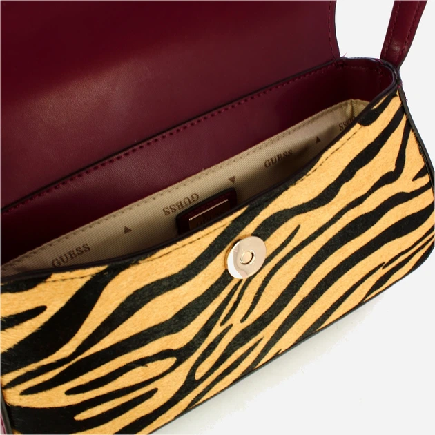 Сумка багет жіноча з натуральної шкіри маленька Guess Domitilla HWZG7529780 BZE Різнольорова (800070344428) - зображення 4