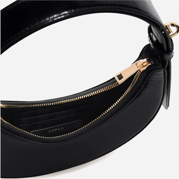 Torebka bagietka damska ze skóry naturalnej mała Furla Delizia WE00649BX4100O60001007 Czarna (800070349616) - obraz 6