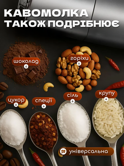 Кофемолка электрическая 500 Вт, металлический корпус, для кофе и специй. Измельчитель универсальный, мельница для зерен, орехов - Silver Love - изображение 8