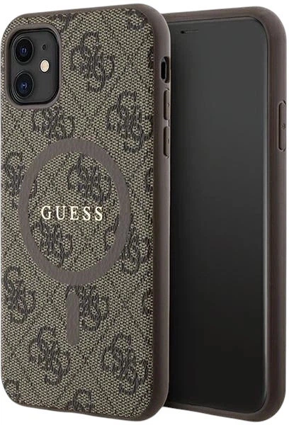 Etui plecki Guess 4G Collection Leather Metal Logo MagSafe do Apple iPhone 11 Brown (GUHMN61G4GFRW) - obraz 1
