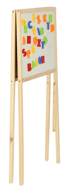 Tablica magnetyczna + kredowa KIK dwustronna drewniana + literki kreda gąbka marker 84 x 43 x 50 cm KX3732 (5903039751422) - obraz 4