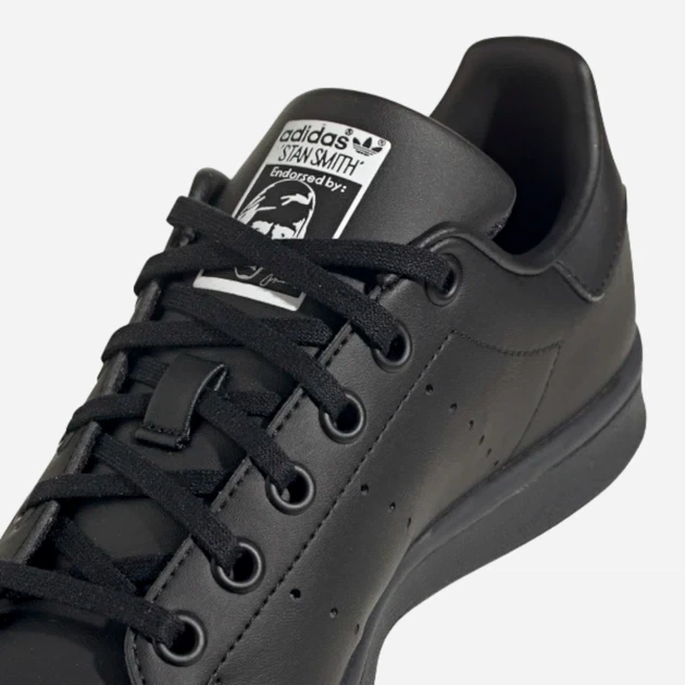 Підліткові кеди для дівчинки Stan Smith J на шнурівці екошкіра Розмір 36 Чорні - изображение 7