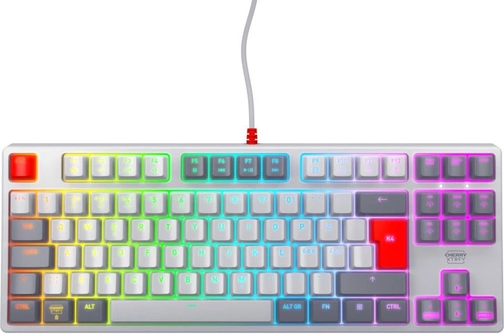 Klawiatura przewodowa Cherry Xtrfy K4V2 RGB TKL Cherry MX2A Red USB Grey (CX-K4V2-RGB-TKL-RETRO-R-NOR) - obraz 1