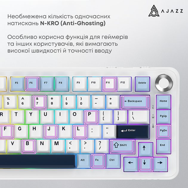 Клавіатура Ajazz AK820 Max Plus Day Dream Switch White (AK820MAX-DD-BWD) 316556 - зображення 5