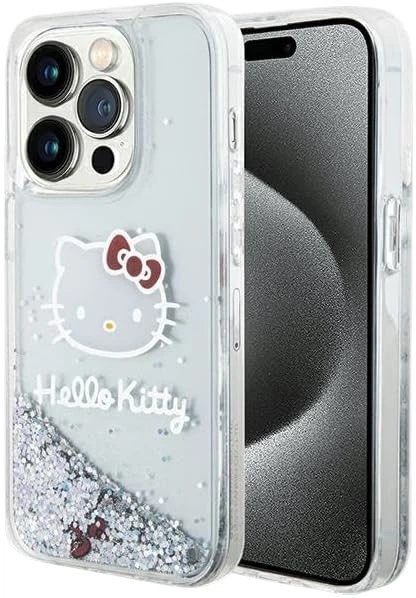 Панель Hello Kitty Liquid Glitter Charms Kitty Head для Apple iPhone 13 Pro Silver (HKHCP13LLIKHET) - зображення 1