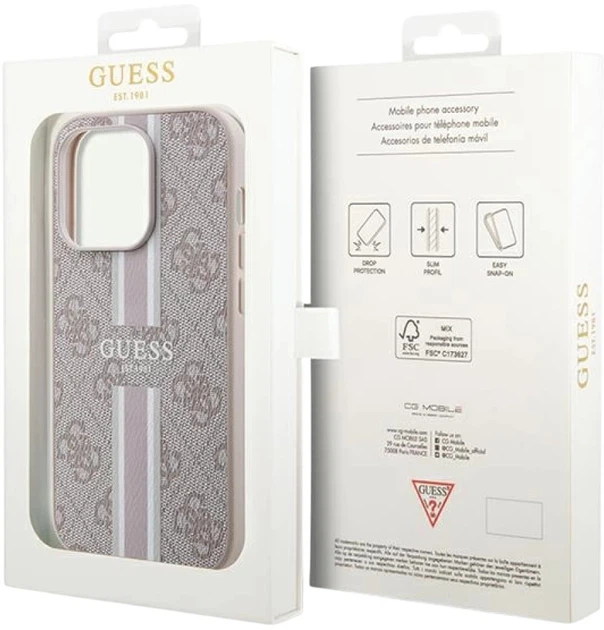 Панель Guess 4G Printed Stripes MagSafe для Apple iPhone 15 Pro Pink (3666339203504) - зображення 6