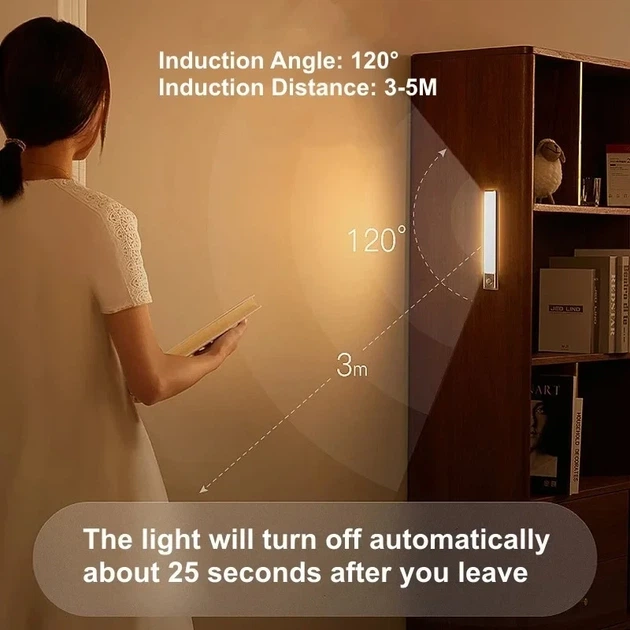 Беспроводный LED светильник с датчиком движения 30см, холодное свечение, OFF/AUTO/ON - изображение 7