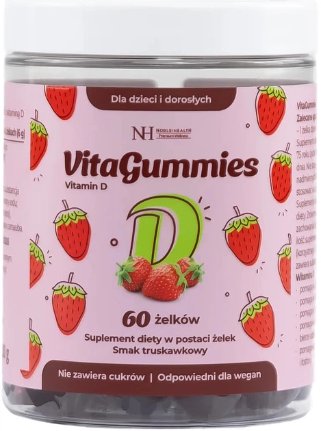 Suplement diety Noble Health VitaGummies Vitamin D 60 żelek Truskawkowe (5906630601561) - obraz 1