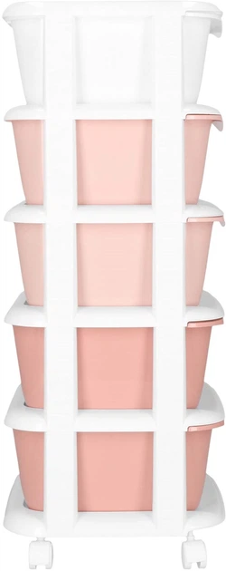 Полиця для іграшок Springos HA0211 з 5 шухлядами на коліщатках Рожево-біла (5908455300452) - зображення 3