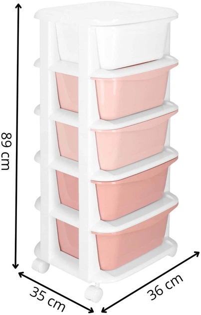 Полиця для іграшок Springos HA0211 з 5 шухлядами на коліщатках Рожево-біла (5908455300452) - зображення 8