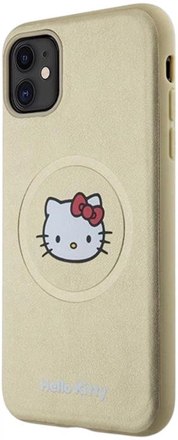 Панель Hello Kitty Leather Kitty Head MagSafe для Apple iPhone 13 Pro Gold (HKHMP13LPGHCKD) - зображення 2