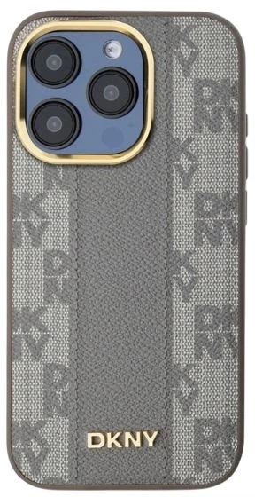 Etui DKNY Leather Checkered Mono Pattern MagSafe do Apple iPhone 15 Pro Beige (3666339259990) - obraz 3