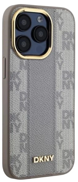 Etui DKNY Leather Checkered Mono Pattern MagSafe do Apple iPhone 15 Pro Beige (3666339259990) - obraz 4