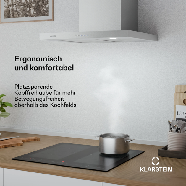 Вытяжка для кухни Klarstein Limelight шириной 90 см Настенная вытяжка с подсветкой 600 м³/ч 75 Вт - изображение 2