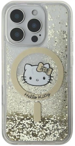 Etui plecki Hello Kitty Liquid Glitter Fever MagSafe do Apple iPhone 16 Pro Max White Gold (HKHMP16XLGDIH) - obraz 2