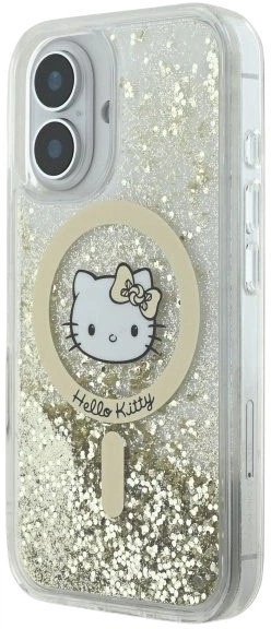 Etui plecki Hello Kitty Liquid Glitter Fever MagSafe do Apple iPhone 16 White Gold (HKHMP16SLGDIH) - obraz 2