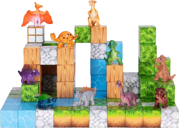 Klocki magnetyczne ModernHome by Multistore Dinozaury 114 elementów HC713653 (5905817008438) - obraz 2