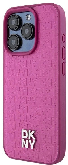 Etui DKNY Leather Monogram Pattern Metal Logo MagSafe do Apple iPhone 15 Pro Pink (3666339261955) - obraz 2