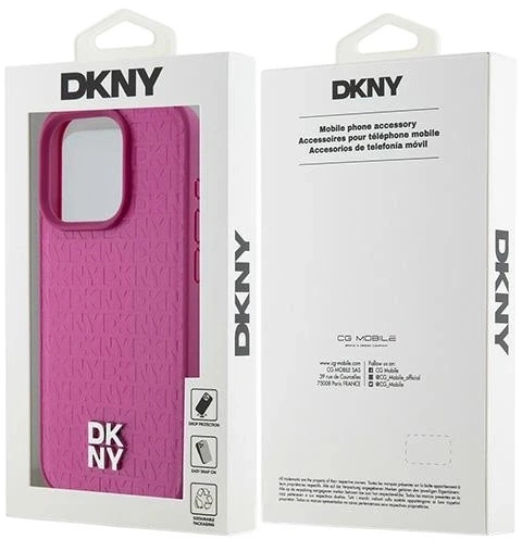 Etui DKNY Leather Monogram Pattern Metal Logo MagSafe do Apple iPhone 15 Pro Pink (3666339261955) - obraz 8
