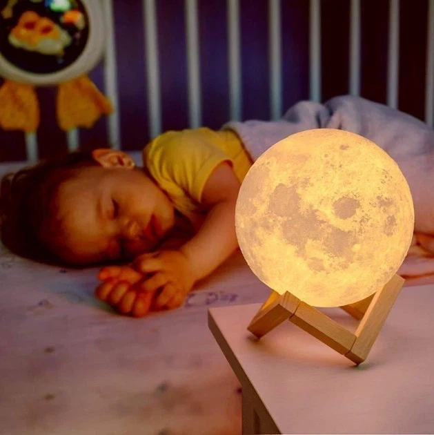 Сенсорный ночник луна RGB Magic 3D Moon Light , светильник лампа луна - изображение 5