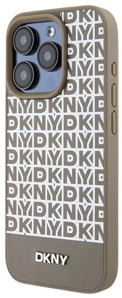 Etui DKNY Leather Printed Pattern Metal Logo MagSafe do Apple iPhone 15 Pro Brown (3666339262099) - obraz 2