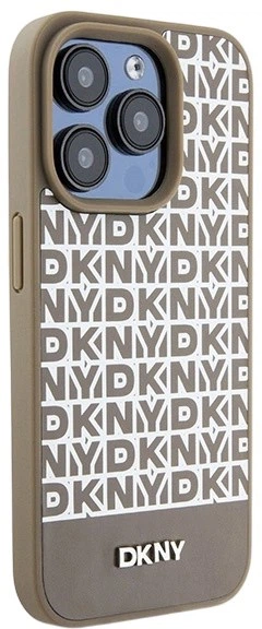 Etui DKNY Leather Printed Pattern Metal Logo MagSafe do Apple iPhone 15 Pro Brown (3666339262099) - obraz 4