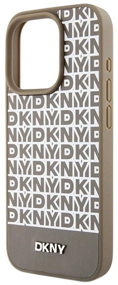 Etui DKNY Leather Printed Pattern Metal Logo MagSafe do Apple iPhone 15 Pro Brown (3666339262099) - obraz 5