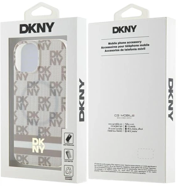 Панель DKNY IML Checkered Mono Pattern & Printed Stripes MagSafe для Apple iPhone 15 Plus / 14 Plus Beige (3666339269500) - зображення 8