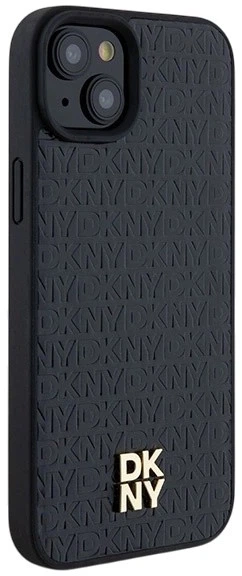 Панель DKNY Leather Monogram Pattern Metal Logo MagSafe для Apple iPhone 15 Plus / 14 Plus Black (3666339261528) - зображення 4