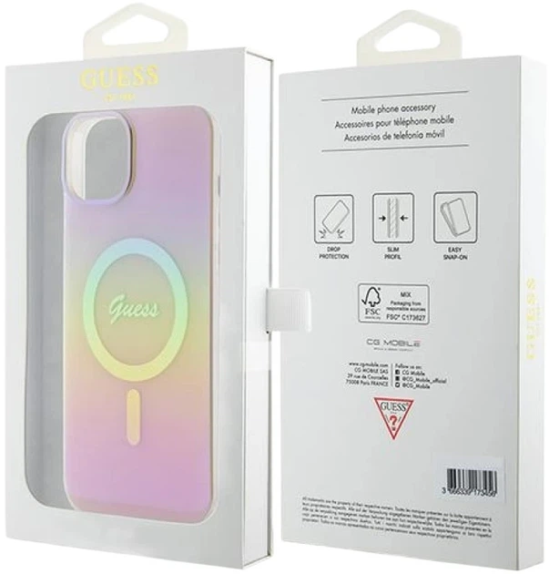 Панель Guess IML Iridescent MagSafe для Apple iPhone 15 Plus/14 Plus Pink (3666339155070) - зображення 8