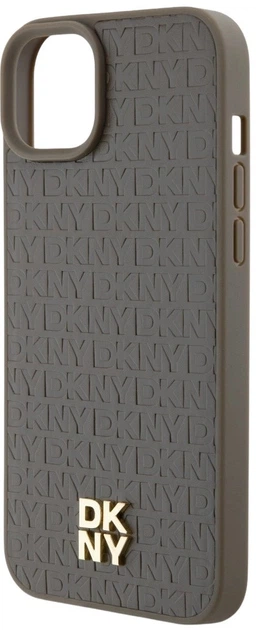 Панель DKNY Leather Monogram Pattern Metal Logo MagSafe для Apple iPhone 15 Plus / 14 Plus Brown (3666339261801) - зображення 5