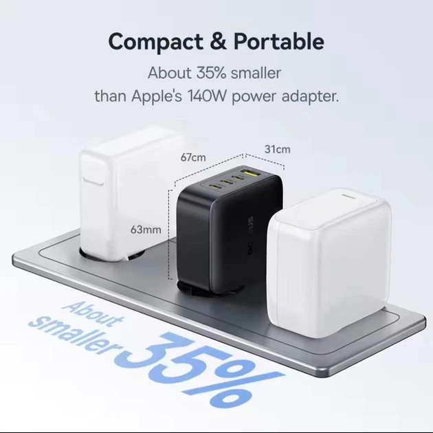 Сетевое зарядное устройство BASEUS EnerFill FH11 140w (3 Type-C + 1 USB) - изображение 7
