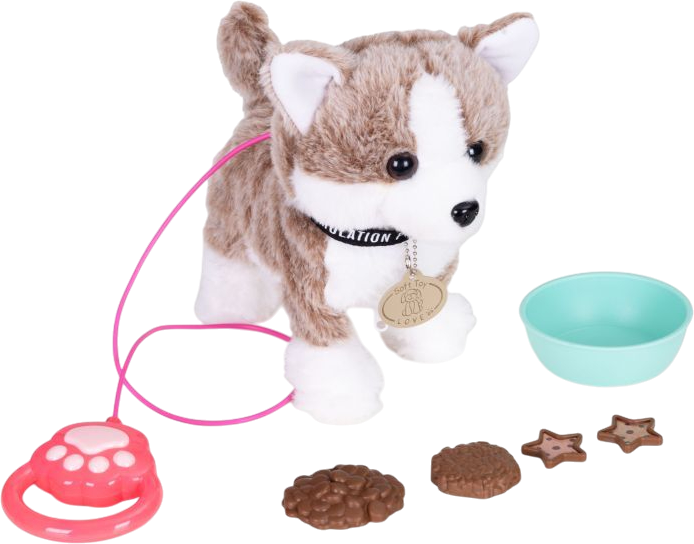 Piesek intaraktywny ModernHome by Multistore Husky na smyczy chodzi i merda ogonem HC750207-CF (5905817008254) - obraz 2