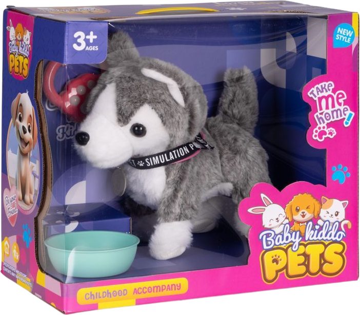 Інтерактивна собачка ModernHome by Multistore Хаскі ходить на повідку та виляє хвостом HC750207-GY (5905817008247) - зображення 1