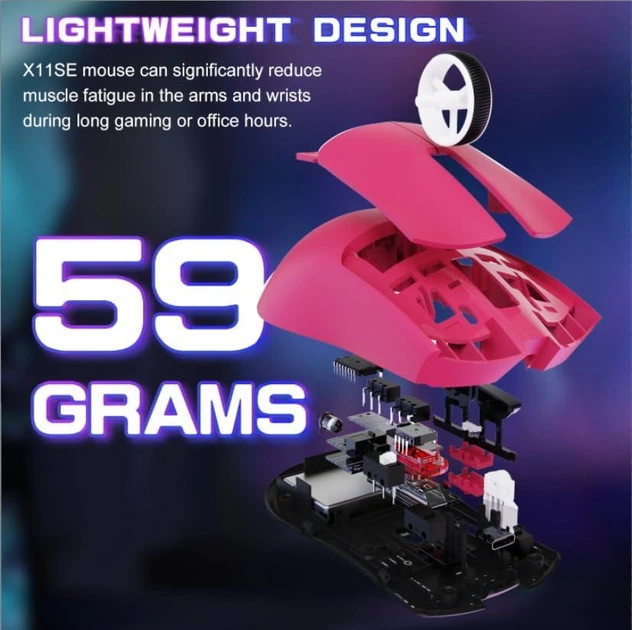 Ігрова бездротова миша Attack Shark X11SE 2025 Pink 2.4G/Bluetooth