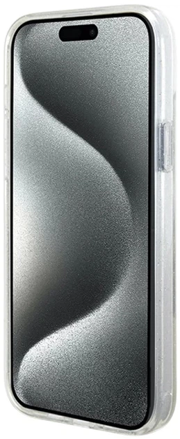 Панель Guess Ring Stand Script Glitter MagSafe для Apple iPhone 15 Plus/14 Plus Transparent (3666339156619) - зображення 5