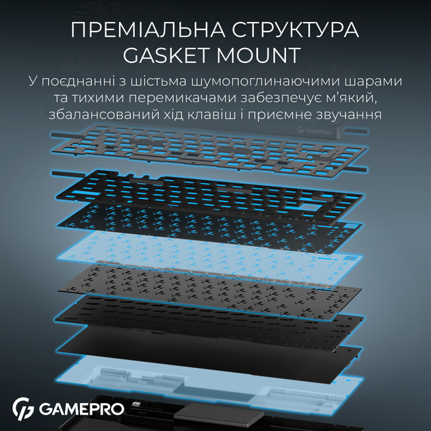 Клавиатура беспроводная GamePro Asgard Yord Keychron Super Red Switch Wireless/Bluetooth/USB Black (MK266BK) - изображение 10