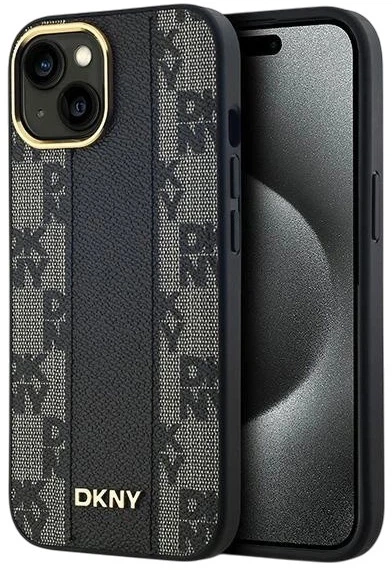 Etui DKNY Leather Checkered Mono Pattern MagSafe do Apple iPhone 15 / 14 / 13 Black (3666339259839) - obraz 1
