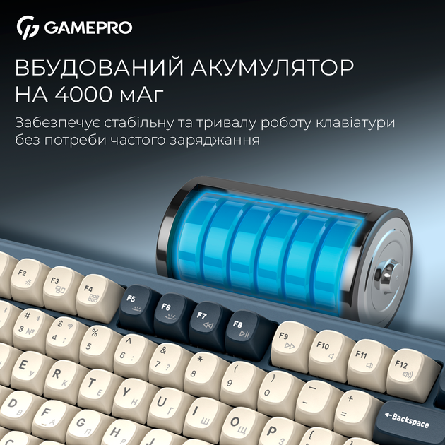 Клавиатура беспроводная GamePro Asgard Yord Keychron Super Red Switch Wireless/Bluetooth/USB Blue (MK266BL) - изображение 14