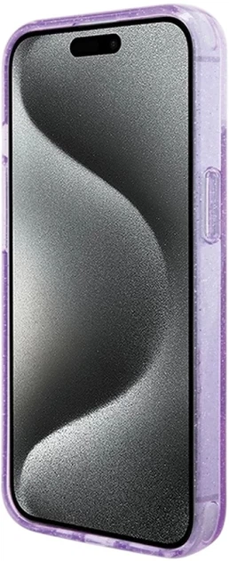 Панель Guess Ring Stand Script Glitter MagSafe для Apple iPhone 15 Plus/14 Plus Purple (3666339156756) - зображення 5