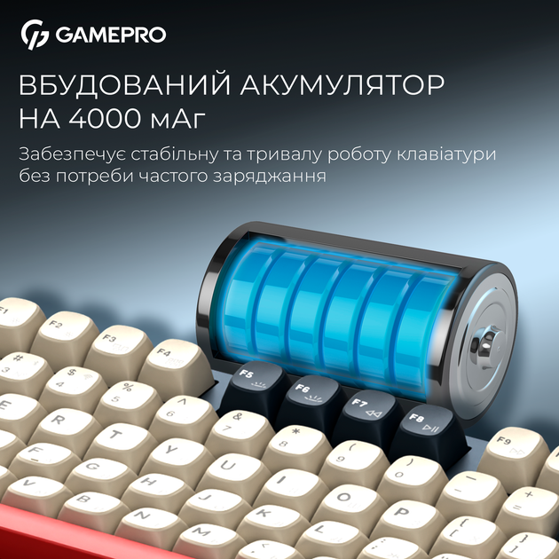 Клавиатура беспроводная GamePro Asgard Ragnar Keychron Super Red Switch Wireless/Bluetooth/USB Blue (MK285BL) - изображение 14