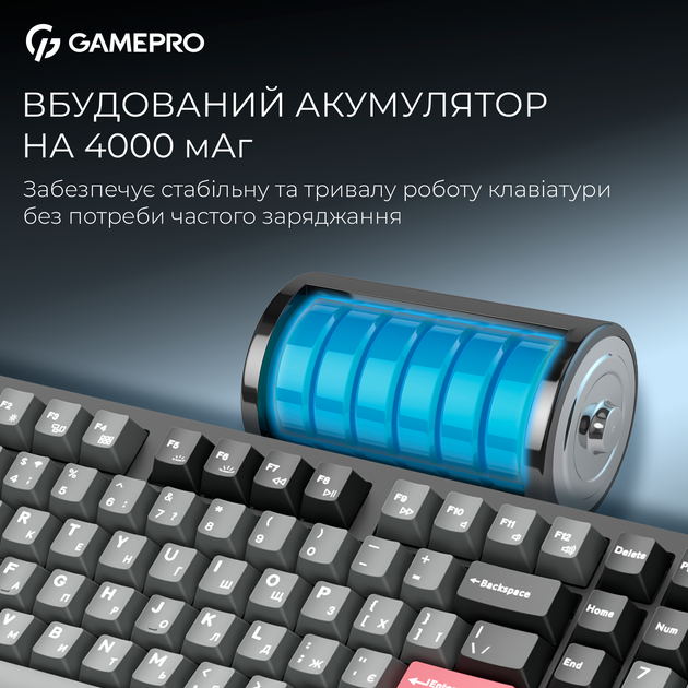 Клавиатура беспроводная GamePro Asgard Drakkar Keychron Super Red Switch Wireless/Bluetooth/USB Black (MK305BK) - изображение 14