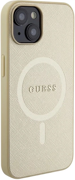 Панель Guess Saffiano MagSafe для Apple iPhone 15 Plus/14 Plus Gold (3666339156053) - зображення 4