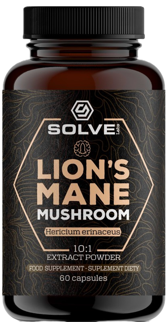 Suplement diety Solve Labs Lion's Mane Mushroom ekstrakt z soplówki jeżowatej 10:1 60 kapsułek (5903293767368) - obraz 2